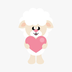 cartoon cute sheep with tie and heart