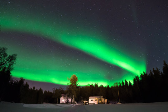 Magic Night.Spectacular show of the Northern Lights Aurora Eveness