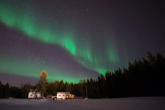Magic Night.Spectacular show of the Northern Lights Aurora Eveness