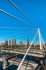 Obraz premium Passerelle pedestrian bridge over the Rhine between Kehl (Germany) and Strasbourg (France)