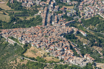 Aerial image of the village of Segni in Lazio region