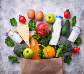 Healthy organic products with paper bag 
