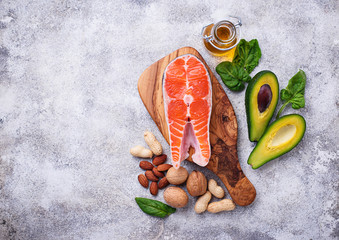 Selection of healthy fat and omega 3 sources.