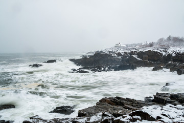 Waves batter the coast of Maine during a recent nor'easter. 