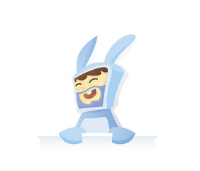 funny man in rabbit suit