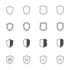 Shields outline icons set