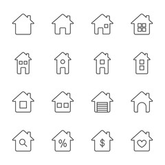 Houses outline icons set