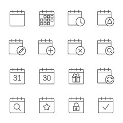 Calendar outline icons set