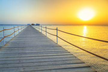 Fototapeta premium Sunrise at the pier of Red Sea in Hurghada, Egypt