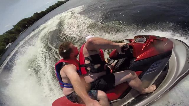 guys fall off seadoo while doing donuts gopro selfie