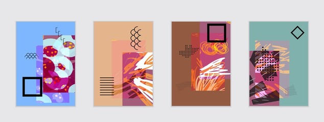 Set of artistic abstract universal card templates