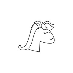 monochrome silhouette of face side view right of female unicorn with mane vector illustration