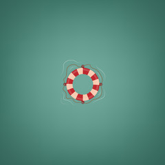 Fototapeta premium Lifebuoy. Summer and sun. Vector illustration on a summer theme