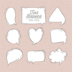 color frame hand drawn of text balloons vector illustration