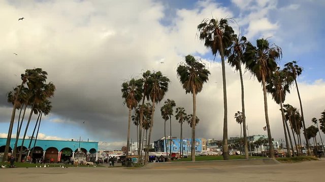 Venice Beach low angle of incoming storm