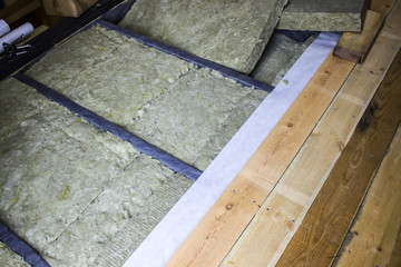 Thermal insulation of the floor in the frame house, mineral cotton wool plates