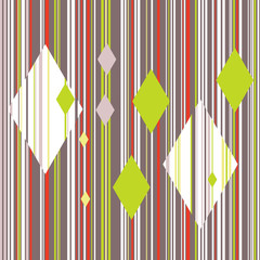 Fototapeta premium Seamless repeatable pattern with colored vertical lines and rhombuses.