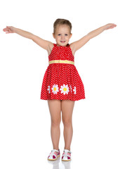 The little girl is full-length.