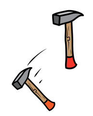 Heavy metal hammer tool, static and swing.