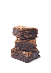 Homemade Gooey Double Chocolate Brownies on a White Background
