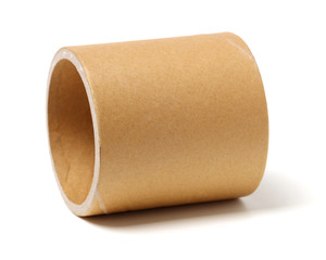 Brown paper roll on white background