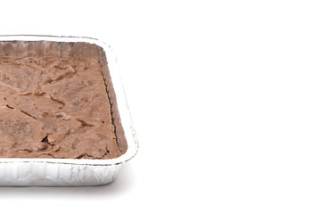 Homemade Gooey Double Chocolate Brownies on a White Background