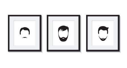 set of three bearded men icons