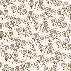 monochrome background with pattern of daisy flowers with stem and leaves vector illustration