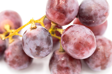 red grape raw isolated on white background, front view from the top, technical cost-up.