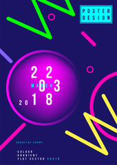 Abstract creative design poster with fluid colorful gradient. Template futuristic cover. Flat vector illustration EPS 10