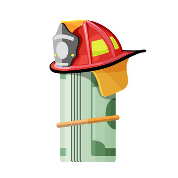 Firefighter hat on roll of money