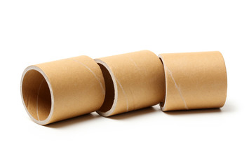 Brown paper roll on white background