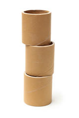 Brown paper roll on white background