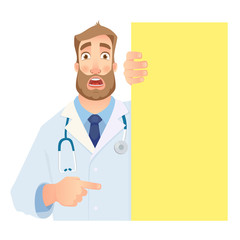 doctor holding blank signboard