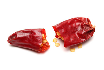 dry red pepper on white background 