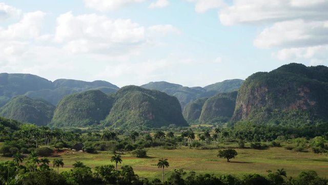 Beautiful time lapse of clouds over Vinales national park, Cuba.