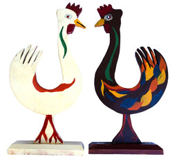 Traditional vintage Swedish fowl folk art. Isolated.