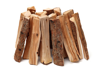 Pile of firewood isolated on a white background