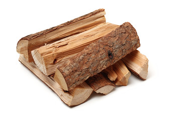 Pile of firewood isolated on a white background