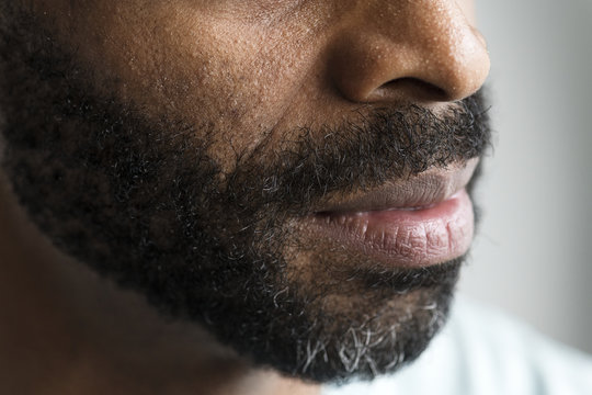 Closeup of a mouth of a black man