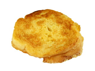  Fried bread slices isolated on white.