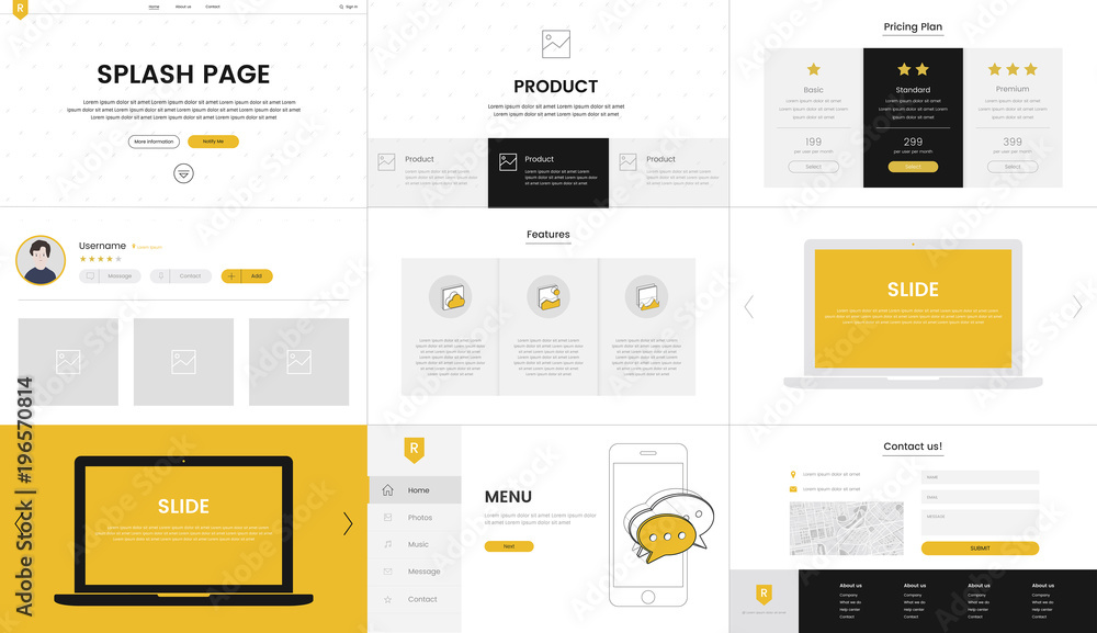 Wall mural illustration of website elements for web design