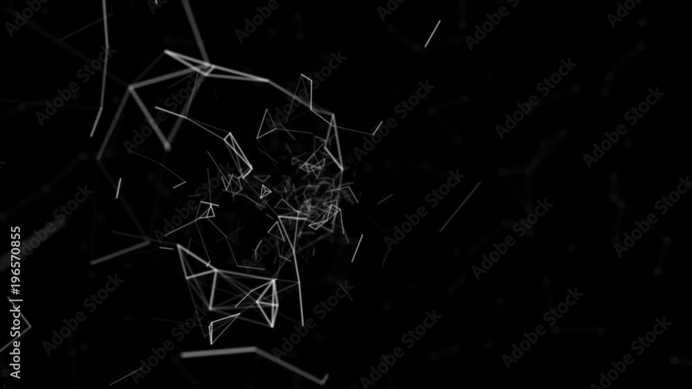 Poster abstract blue geometrical background with moving lines and dots. looping cg animation good for youtu