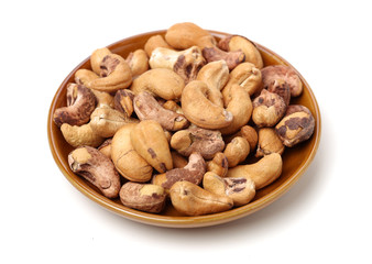 cashew nuts on white background 