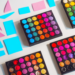 professional make-up artist. bright, stylish, fashionable colors of shadows