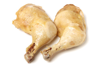 Cooked chicken leg on white background  © zcy