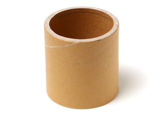 Brown paper roll on white background