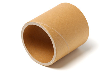 Brown paper roll on white background