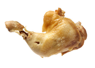 Cooked chicken leg on white background  © zcy