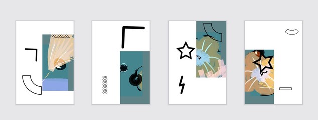 Set of artistic abstract universal card templates